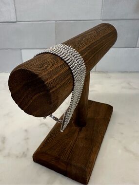 Women’s Silver Bead Mesh Bracelet/Cuff